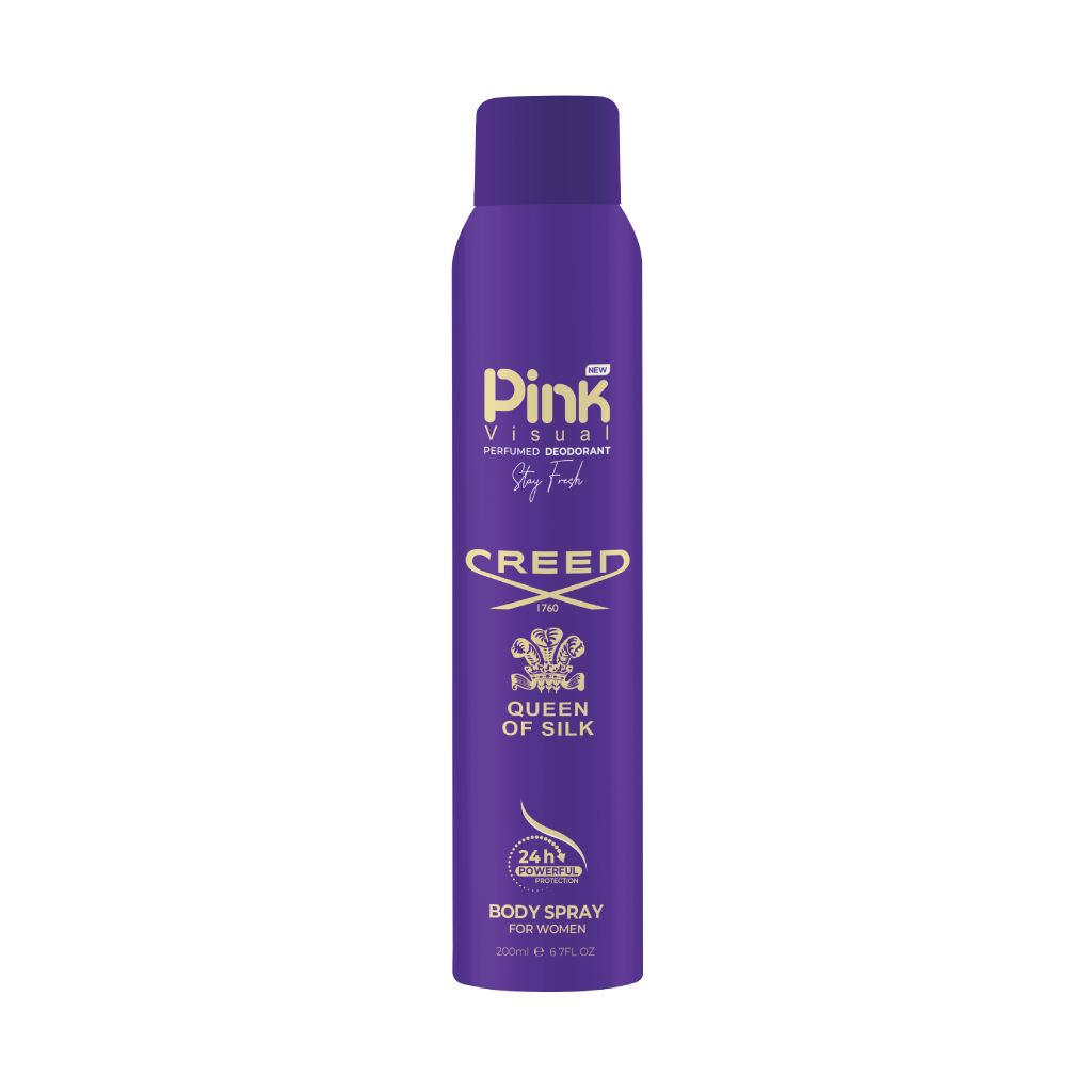 اسپری خوشبوکننده بدن زنانه Creed Queen of Silk پینک ویژوآل حجم 200 میلی لیتر