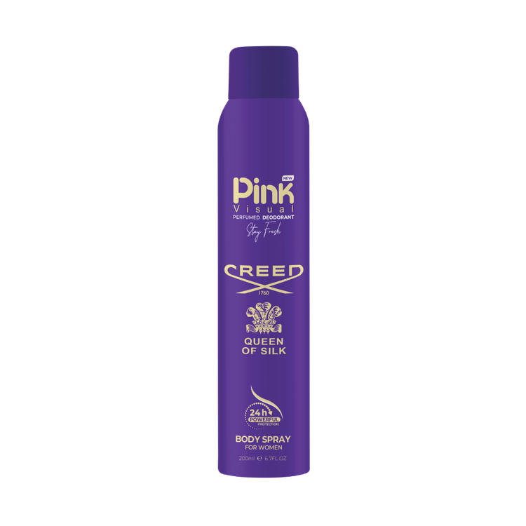 اسپری خوشبوکننده بدن زنانه Creed Queen of Silk پینک ویژوآل حجم 200 میلی لیتر