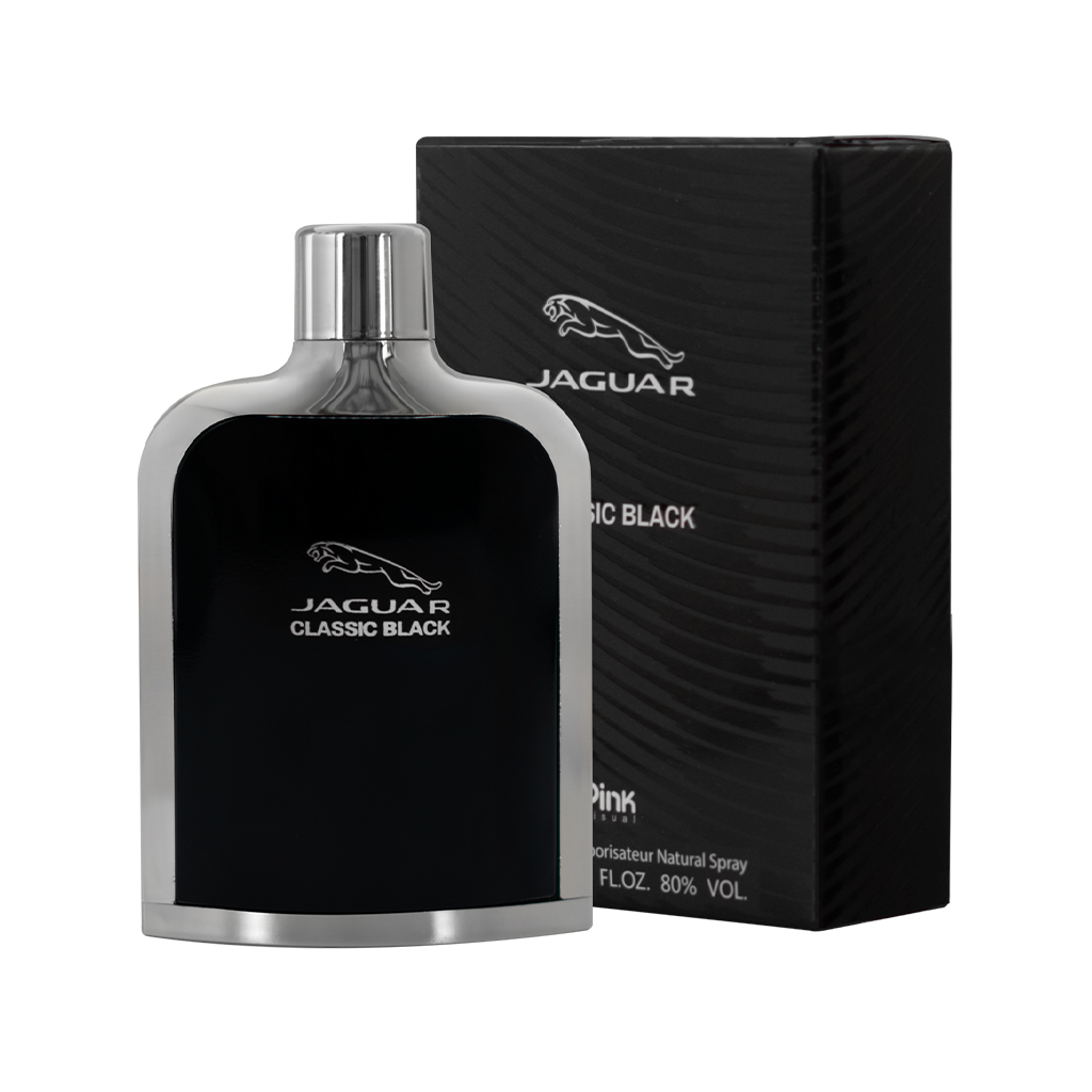 ادوپرفیوم مردانه پینک ویژوآل Pink مدل جگوار کلاسیک بلک (جگوار مشکی) Jaguar Classic Black حجم 100 میلی لیتر طرح مارک