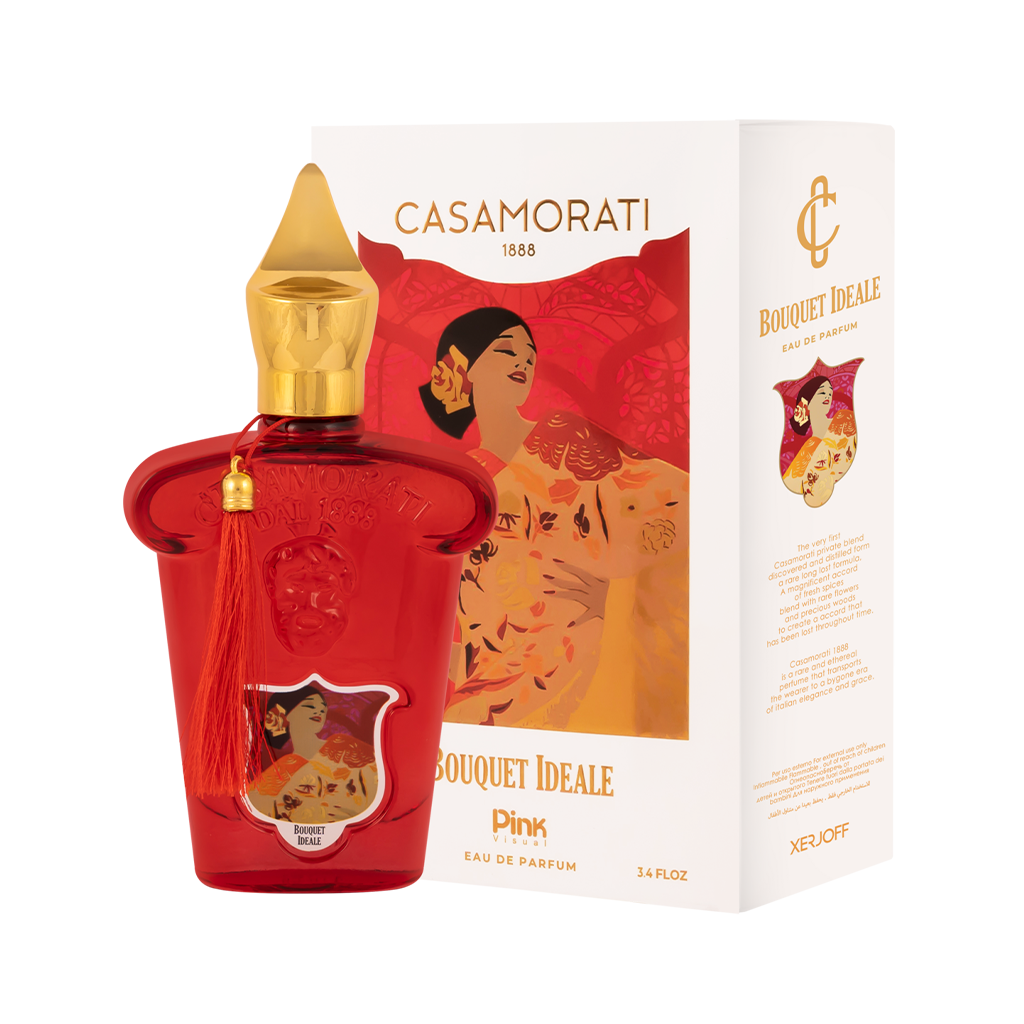 ادوپرفیوم زنانه پینک ویژوآل Pink مدل زرجف (زرژاف) کازاموراتی بوکت آیدل Xerjoff Casamorati Bouquet Ideale حجم 100 میلی لیتر طرح مارک