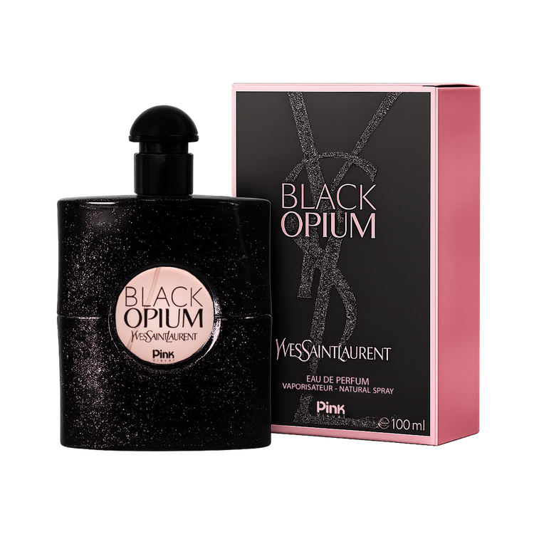 ادوپرفیوم زنانه پینک ویژوآل Pink مدل بلک اوپیوم Black Opium حجم 80 میلی لیتر طرح مارک