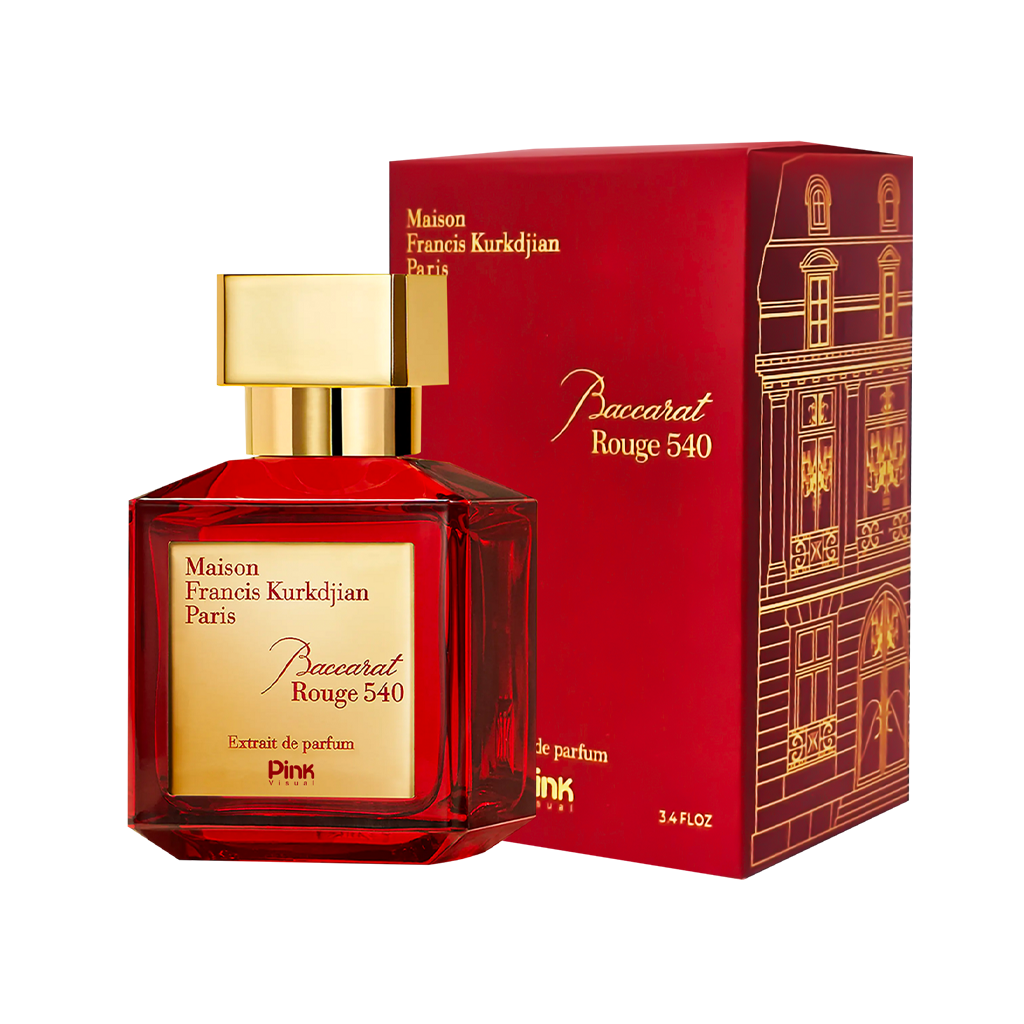 ادوپرفیوم پینک ویژوآل Pink مدل باکارات رژ اکستریت Baccarat Rouge 540 Extrait حجم 100 میلی لیتر طرح مارک