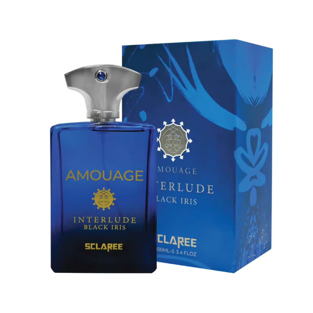 ادوپرفیوم مردانه اسکلاره Sclaree مدل آمواج اینترلود بلک ایریس Amouage Interlude Black Iris حجم 100 میلی لیتر طرح مارک