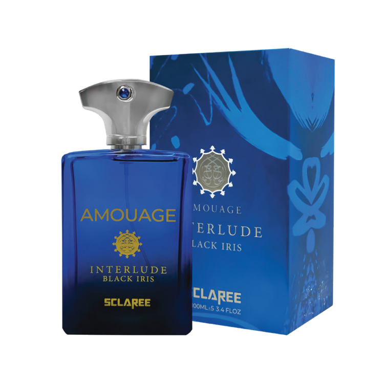 ادوپرفیوم مردانه اسکلاره Sclaree مدل آمواج اینترلود بلک ایریس Amouage Interlude Black Iris حجم 100 میلی لیتر طرح مارک